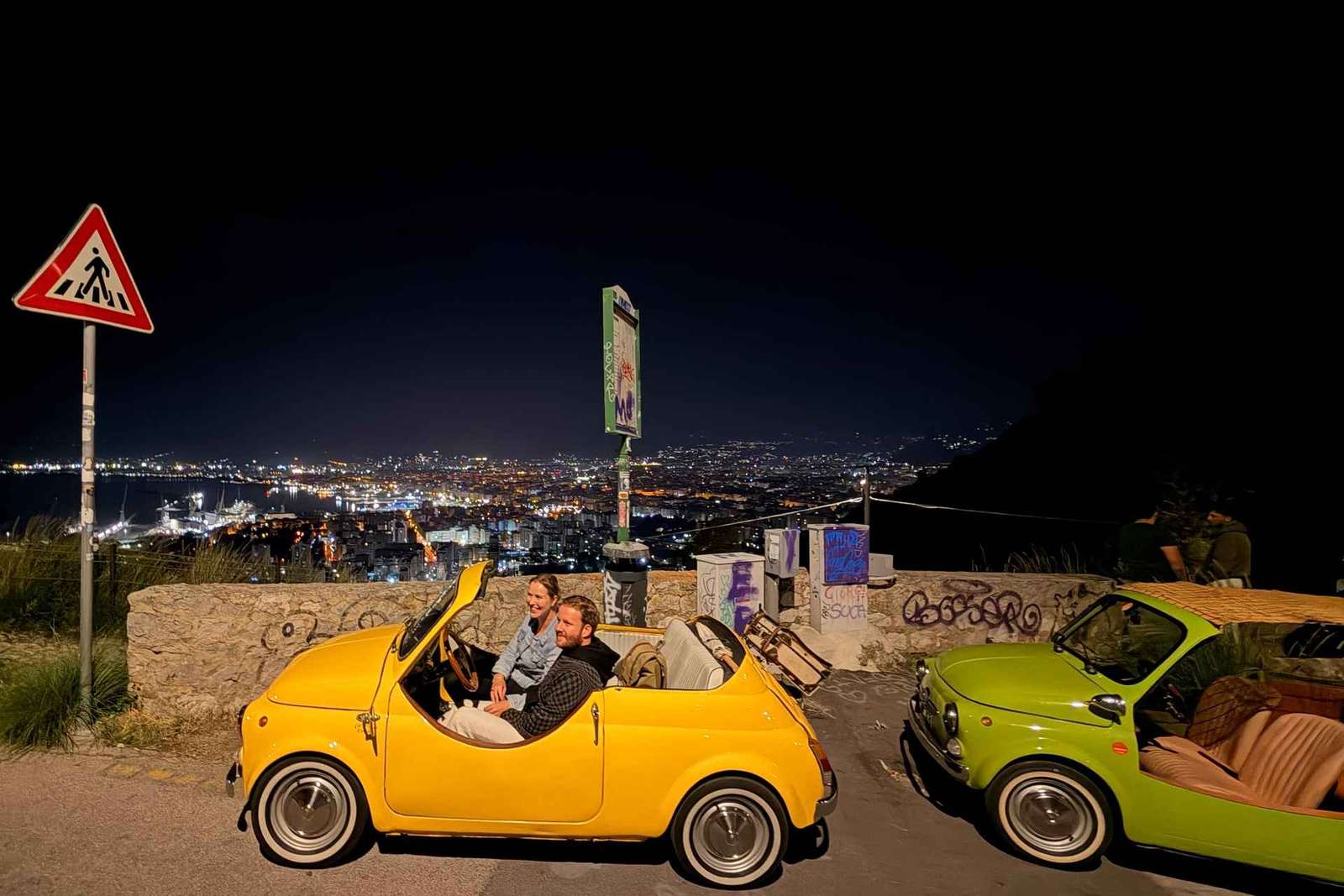 Fiat 500 tour door Palermo na zonsondergang, met gids