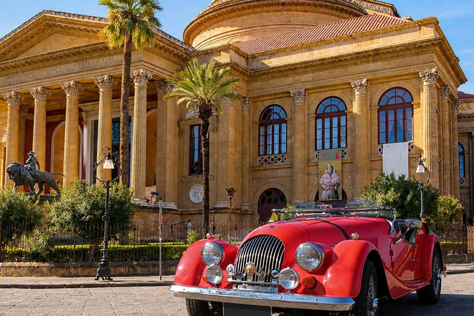 Privat tur i veteranbilen Morgan i Palermo